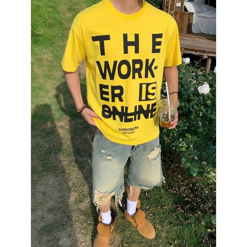 Áo thun Stee Cổ tròn THE WORKER Localbrand ICVCVNI Unisex Cotton