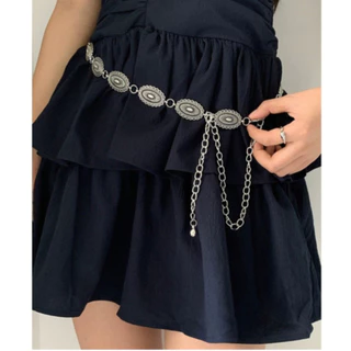 Thắt lưng bạc tròn gài phụ kiện vintage retro