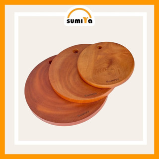 Thớt tròn gỗ xà cừ tự nhiên có khoen treo, kháng khuẩn, chống mối mọt - SUMIYA