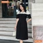 Đầm thiết kế BEMINE cổ sơ mi phối ren hoa dáng chữ A phù hợp đi làm-MT10802