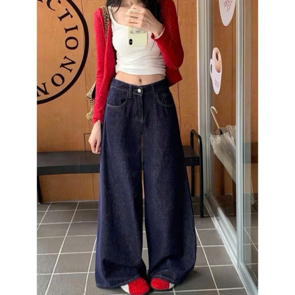 Quần Suông Jean Nữ Phom Bigsize,Quần Ống Rộng Phong Cách Năng Động Màu Basic Dễ Phối Đồ Q548