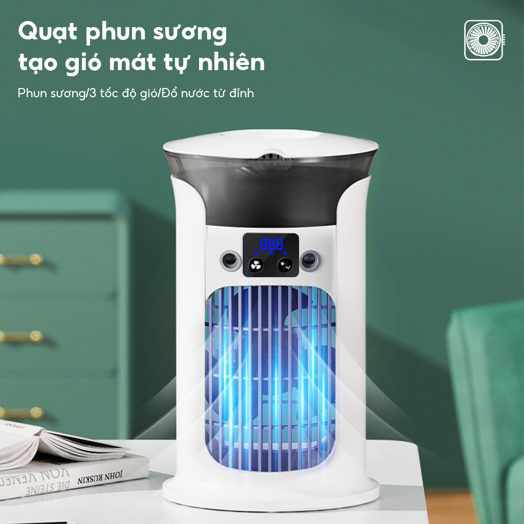 QUẠT ĐIỀU HÒA ĐUỔI MUỖI Quạt tích hợp tinh dầu đuổi muỗi USB sạc nhanh 3 chế độ gió Tặng kèm 50 miếng tinh dầu