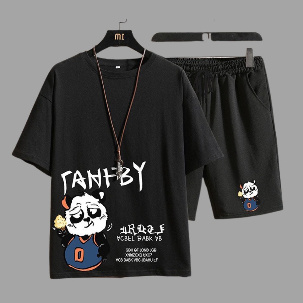 Bộ quần áo thể thao nam in GẤU TANBY, Đồ bộ nam hè chất liệu thun mè co giãn thấm hút mồ hôi k1