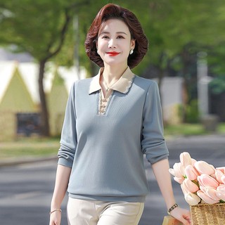 Áo Thun Mùa Xuân Nữ Trung Niên Cổ V SM118