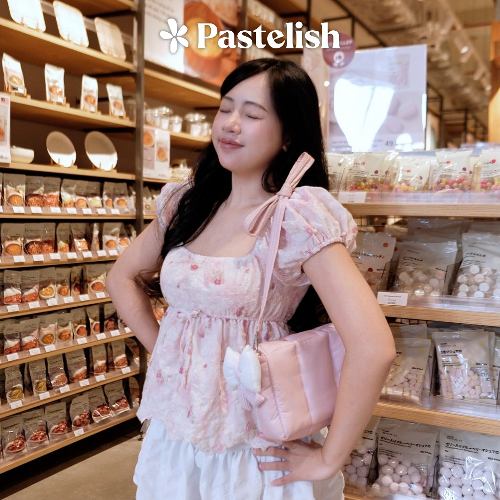 Áo babydoll hoa nhí xẻ tà, tay áo cách điệu, vải boi thêu hoa - Pastelish