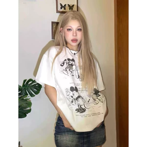 Áo Thun Mickey Trắng Đen Form Rộng Áo Phông Unisex Nam Nữ Chất Vải Cotton Dày Dặn