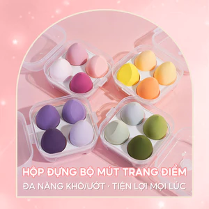 Trứng 4 Gói Trứng Trang Điểm Chất Lỏng Kem Nền Puff Trang Điểm Bọt Biển Trang Điểm Trứng Trang Điểm