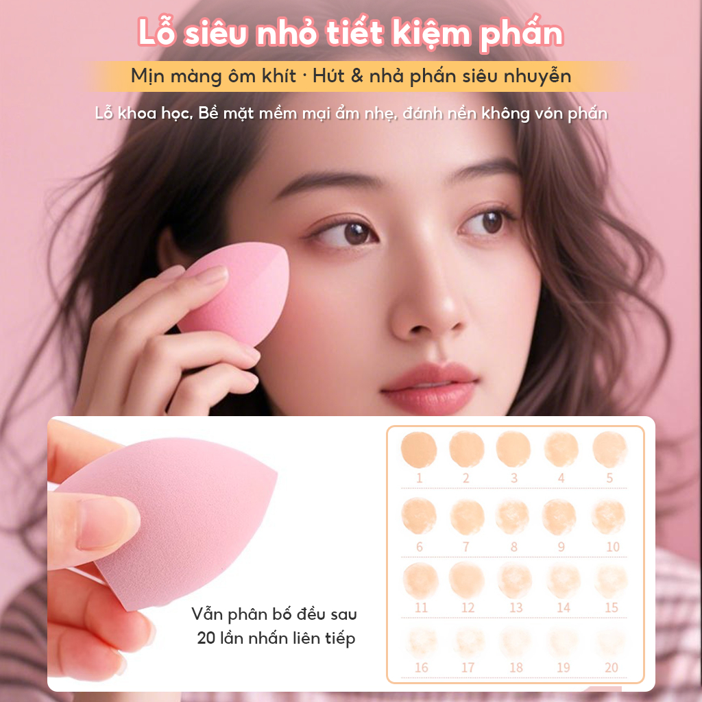 BỘ 4 MÚT TRANG ĐIỂM SIÊU MỀM | Hộp Đựng Cao Cấp | PHI LATEX Không Kích Ứng | Dùng Khô/Ướt Tán Phấn Mịn