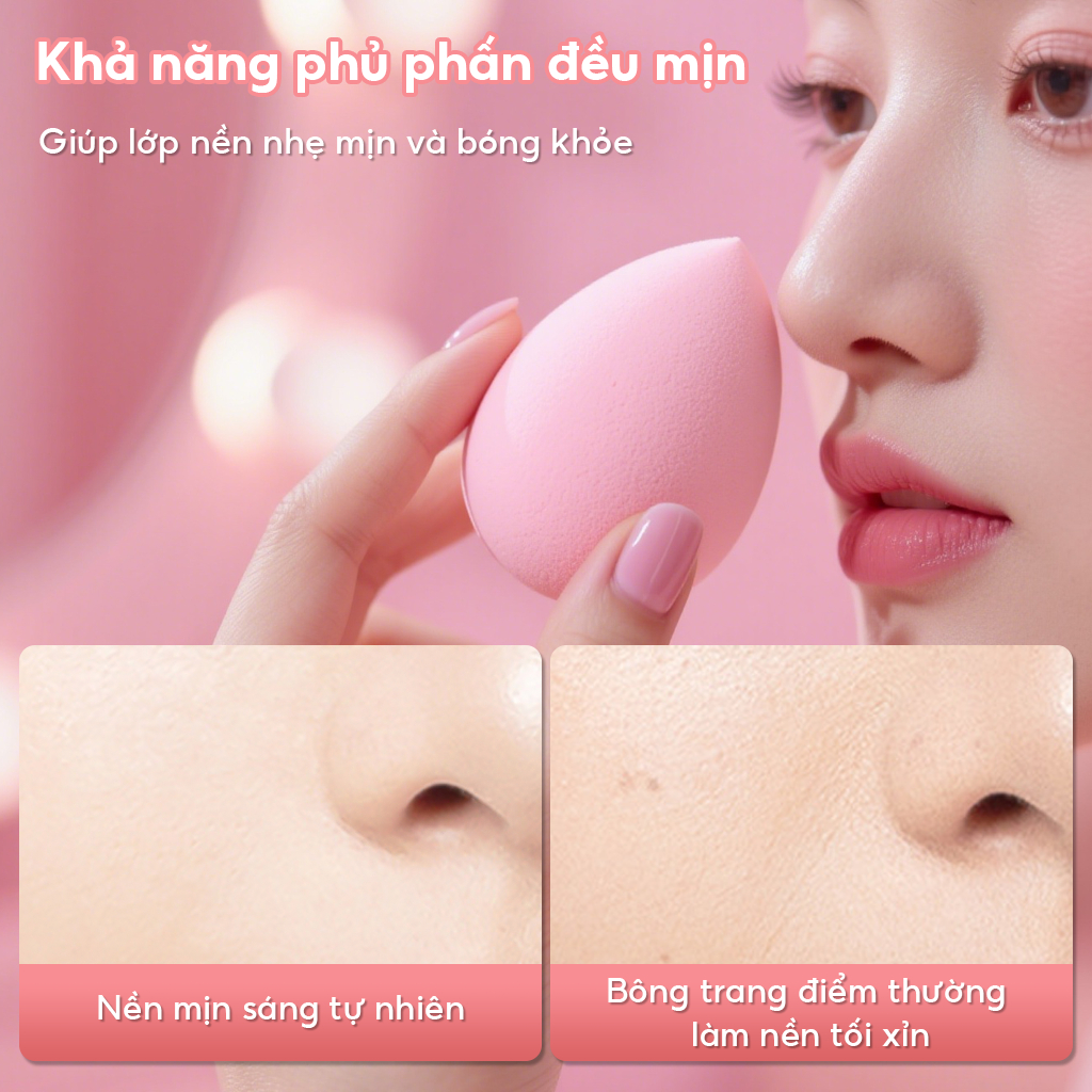 BỘ 4 MÚT TRANG ĐIỂM SIÊU MỀM | Hộp Đựng Cao Cấp | PHI LATEX Không Kích Ứng | Dùng Khô/Ướt Tán Phấn Mịn