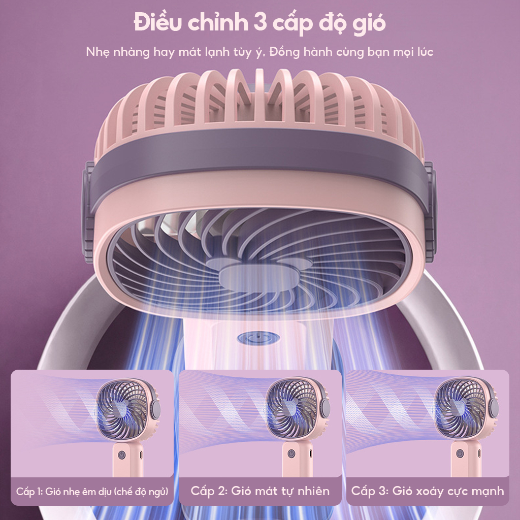 ‌Quạt Mini Cầm Tay Để Bàn USB Tích Điện - Đa Năng, Gọn Nhẹ, Thổi Mát Mọi Lúc