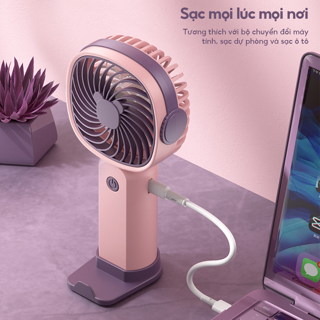 ‌Quạt Mini Cầm Tay Để Bàn USB Tích Điện - Đa Năng, Gọn Nhẹ, Thổi Mát Mọi Lúc