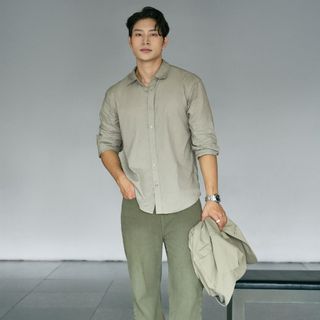 Áo Sơ Mi Linen Nam Tay Dài ICONDENIM Coastal Breeze Form Regular SMID0277