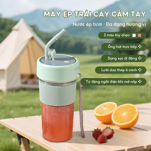 Máy Ép Trái Cây Mini Cầm Tay Đa Năng USB Làm Sữa Hạt + Hẹn Giờ - Thiết Kế Nhỏ Gọn Không Ồn Cho Gia Đình/Văn Phòng | Tặng