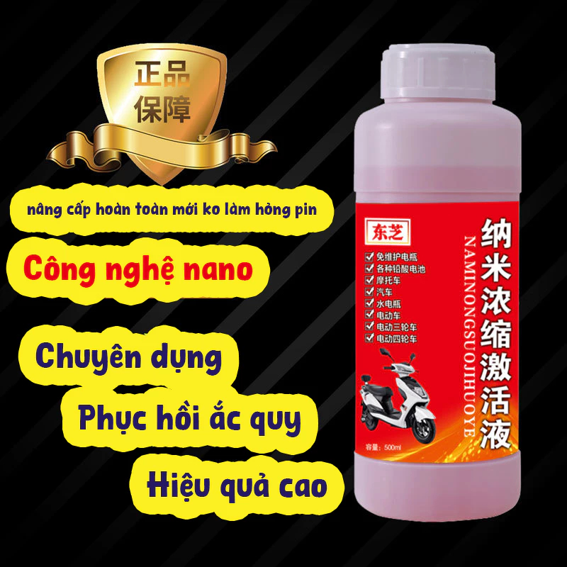[Tặng dụng cụ]Nước châm bình ắc quy khô, phục hồi sửa chữa bình ắc quy tụt áp tích điện kém 500ml