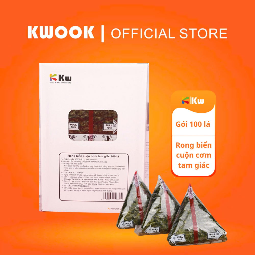 Rong biển cuộn cơm tam giác, cơm nắm Kwook [Tam Giác Hộp - 100 Lá ...