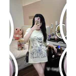Áo Thun Hoạt Hình Disney Dễ Thương Form Rộng Chất Vải Cotton Dày Dặn Hàng Loại 1