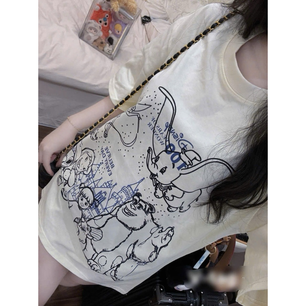 Áo Thun Hoạt Hình Disney Dễ Thương Form Rộng Chất Vải Cotton Dày Dặn Hàng Loại 1