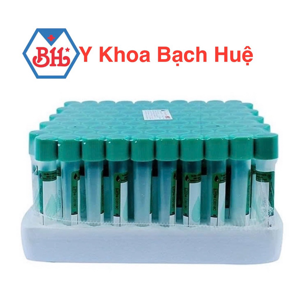 Vĩ 100  ống nghiệm Citrate  HTM 2ml  nắp xanh lá, mous thấp ( vĩ 100 ống)