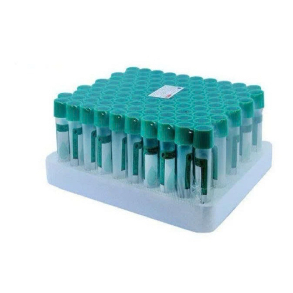 Vĩ 100  ống nghiệm Citrate  HTM 2ml  nắp xanh lá, mous thấp ( vĩ 100 ống)