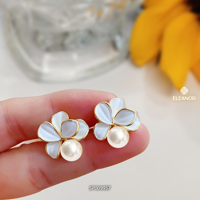 Bông tai nữ chuôi bạc 925 Eleanor Accessories hình bông hoa phụ kiện trang sức khuyên tai 9957