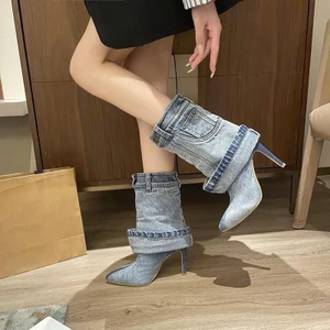 Giày Bốt Jean Ngắn Kiểu Âu Mỹ Gợi Cảm Hàng Hot Girl Ulzzang