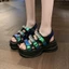 Giày Sandal Đế Độn 6cm Đính Đá Đi Học Đi Chơi Phong Cách Hàn Quốc