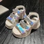 Giày Sandal Đế Độn 6cm Đính Đá Đi Học Đi Chơi Phong Cách Hàn Quốc
