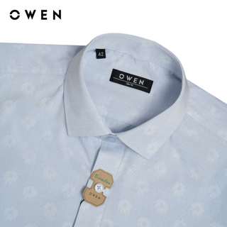 Owen - Áo sơ mi ngắn tay Slim Fit AS250072N màu Xanh nhạt chất liệu Bamboo poly