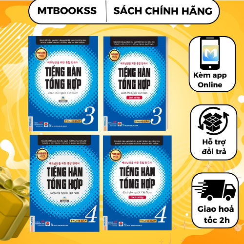 Sách - Combo Tiếng Hàn Tổng Hợp Dành Cho Người Việt Nam Trung cấp 3 + 4 - Giáo trình đen trắng