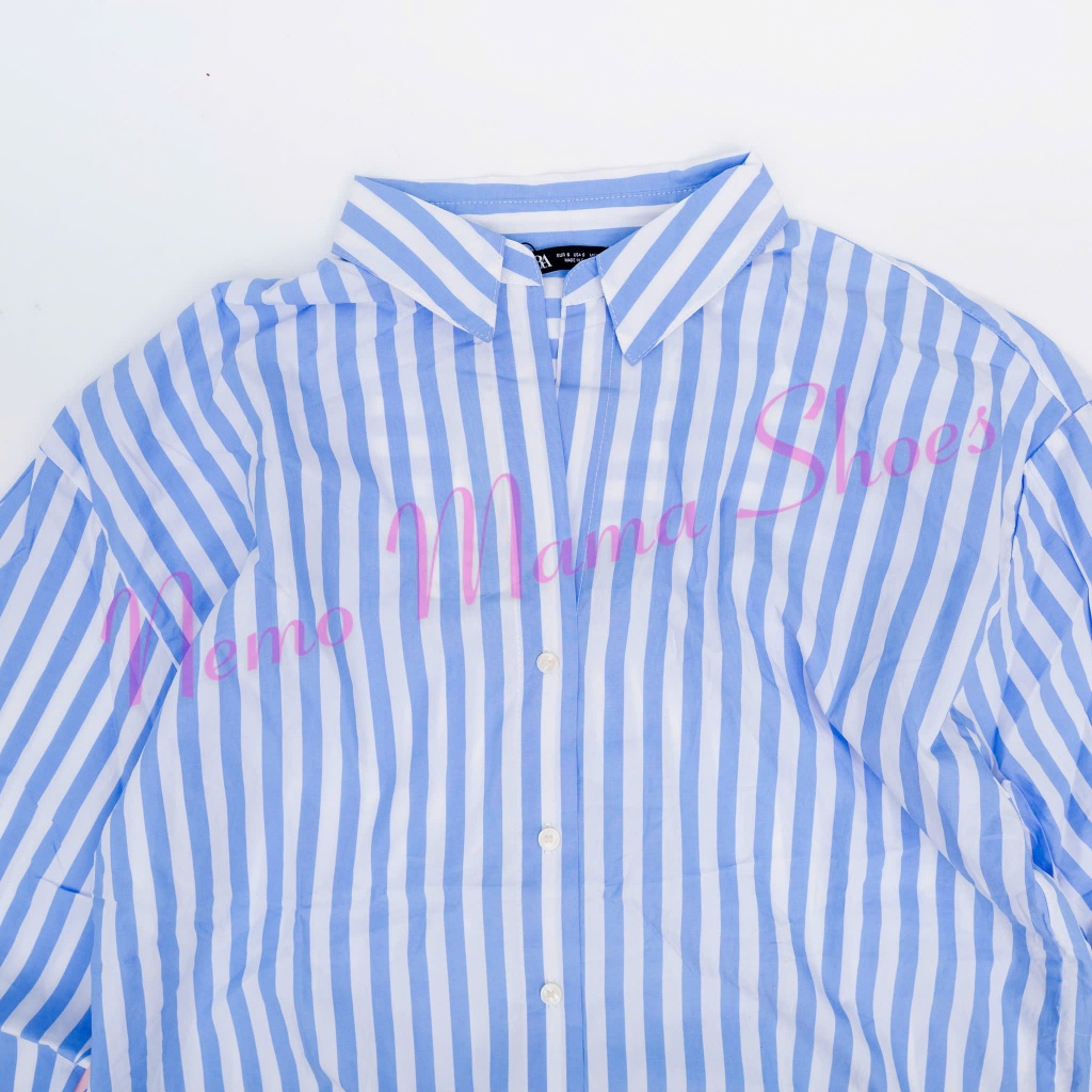 ZARA S.MI T.DÀI KẺ SỌC TRẮNG XANH SIZE M (250313002)