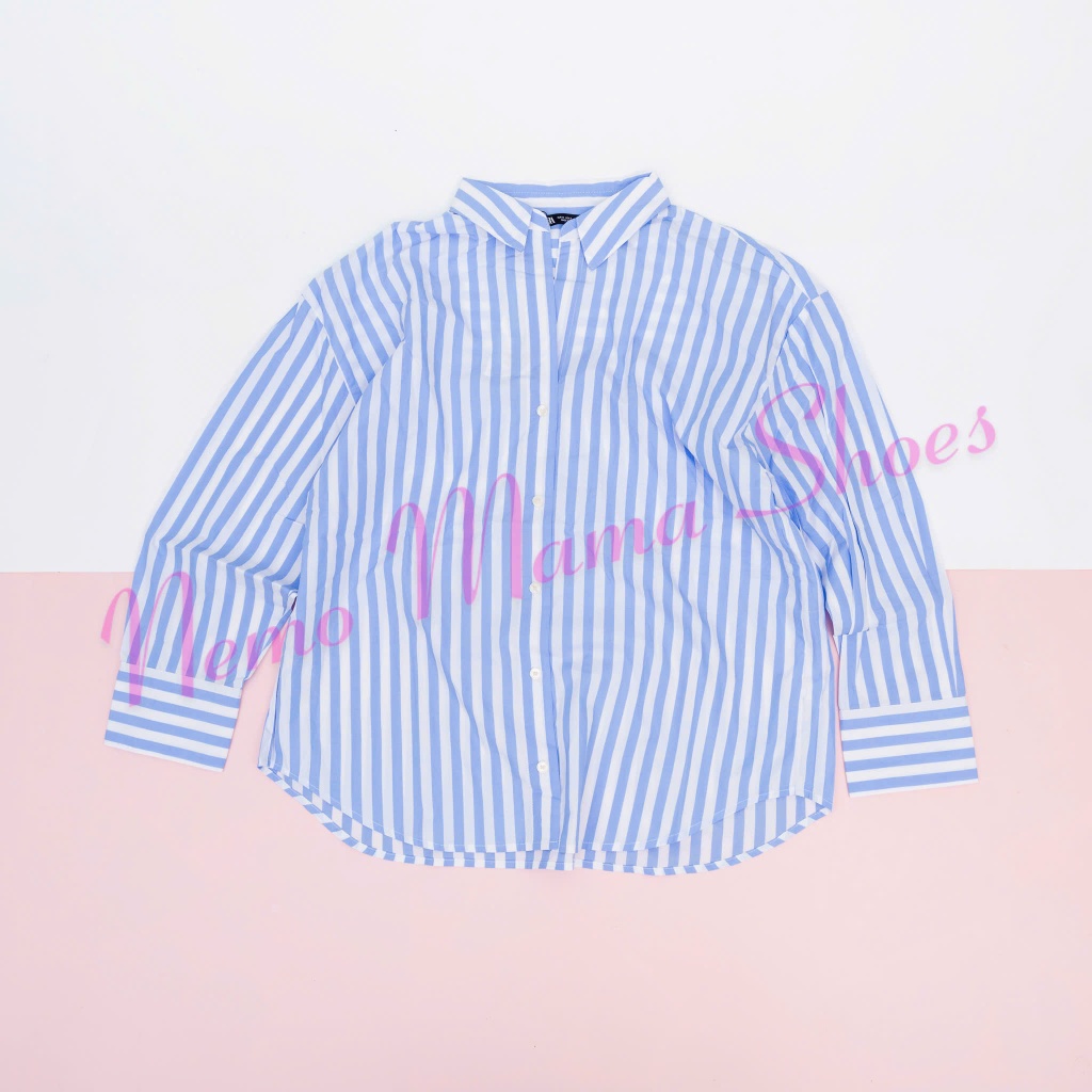 ZARA S.MI T.DÀI KẺ SỌC TRẮNG XANH SIZE M (250313002)