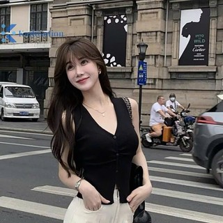 Áo Kiểu Nữ Sát Nách Cài Cúc Cổ V Chất Vải Thun WAK009