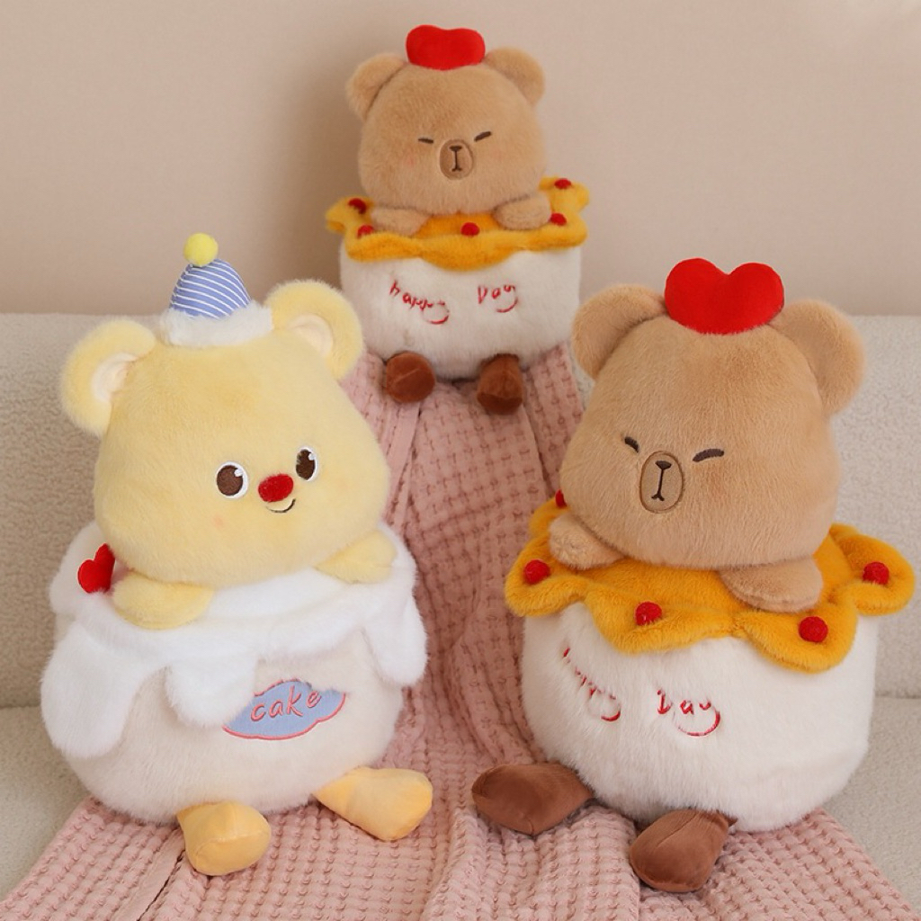 Gấu Thú Bông Bánh Kem Sinh Nhật Birthday Quà Tặng Sinh Nhật Độc Đáo Lông Xù Siêu Mềm Mịn Siêu Dễ Thương