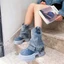 Giày Bốt Jaens Ống Ngắn Demin Đế Dày Cá Tính Phong Cách Ulzzang ok