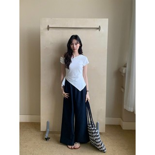 Áo Kiểu Nữ Cổ Bèo Trễ Vai Eo Dây Nơ Chất Vải Thun WAK008