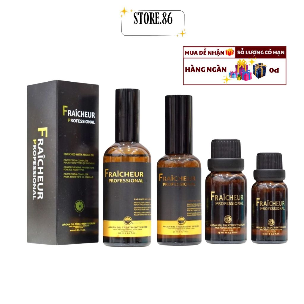 Tinh Dầu Dưỡng Tóc FRAICHEUR Argan Oil Treatment 15ml - 30ml - 50ml - 100ml | Dưỡng Ẩm Tóc Khô Xơ, Mềm Mượt Bóng Khỏe