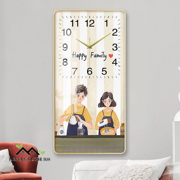 Đồng Hồ Treo Tường "Happy Family" In UV 5D Cao Cấp, Trang Trí Phòng Khách, Phòng Ngủ, Quà Tặng