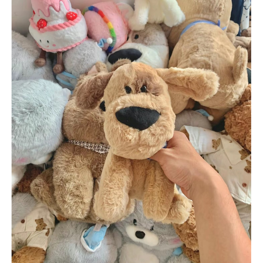 Gấu Thú Bông Puppy Cún Chó Mũi To Tai Dài Mắt Đốm Nâu Trắng Lông Ngắn Siêu Mềm Mịn Siêu Dễ Thương