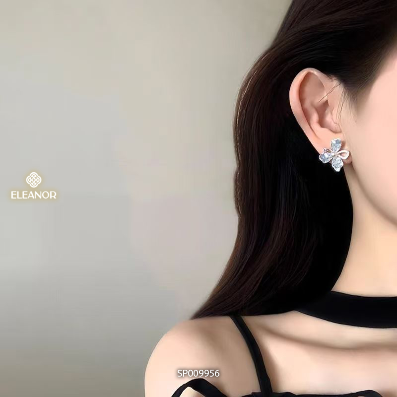 Bông tai nữ chuôi bạc 925 Eleanor Accessories hình hoa đính đá phụ kiện trang sức khuyên tai 9956