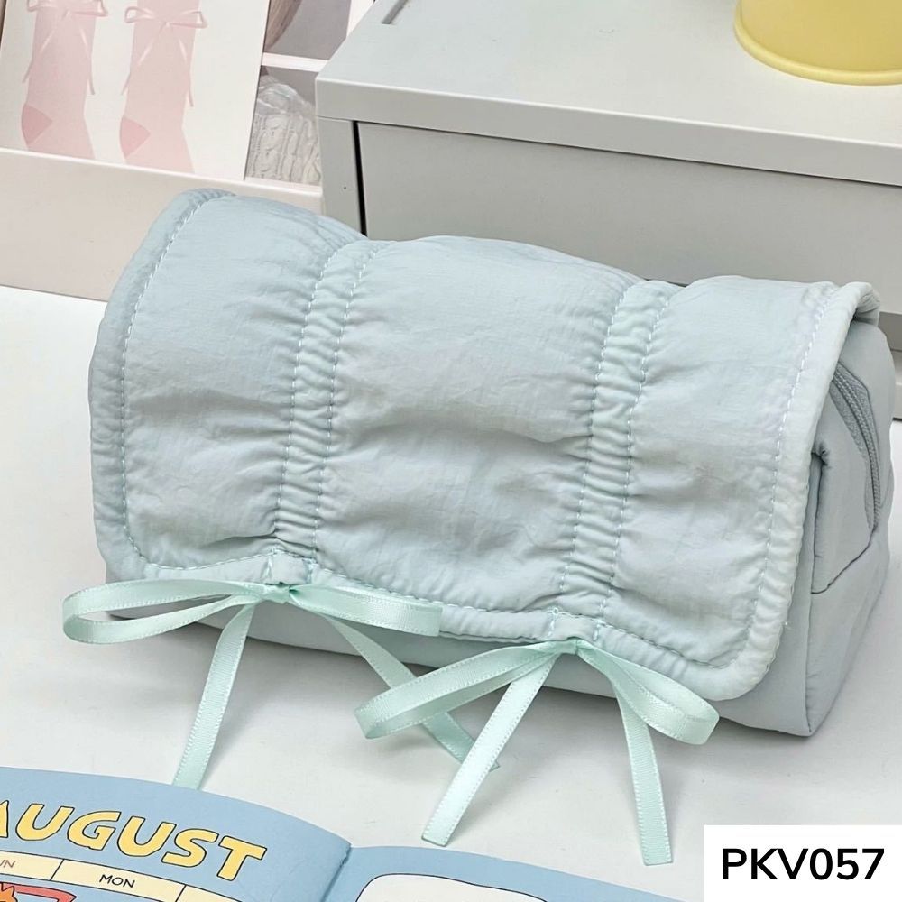 Bóp viết , túi đựng bút thắt nơ basic dễ thương vừa máy tính cầm tay cho học sinh PKV057 gagastore