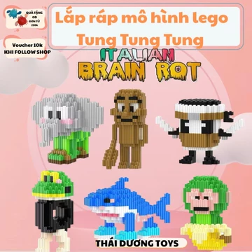 Mô hình tung tung tung sahur.Tung tung tung sahur lego-lego lắp ráp Labubu.Tung tung sahur mô hình