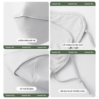 Khẩu Trang Chống Nắng Nữ Cocoon You UPF50+ Lưới Thoáng Mũi, Chất Mềm Mịn, Che Kín Đến Mắt