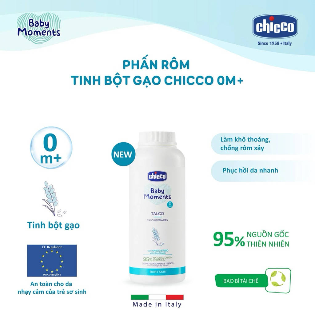 Phấn Rôm CHICCO Cho Bé Sơ Sinh | Nhập Khẩu Chính Hãng Từ Ý SSĐT