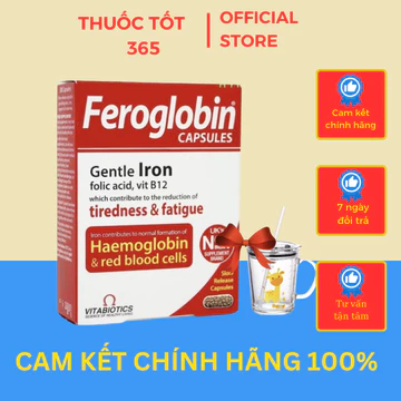 [HÀNG CHÍNH NGẠCH] Viên sắt Feroglobin B12- viên sắt hữu cơ bổ sung sắt, bổ máu cho người lớn - THUOCTOT 365