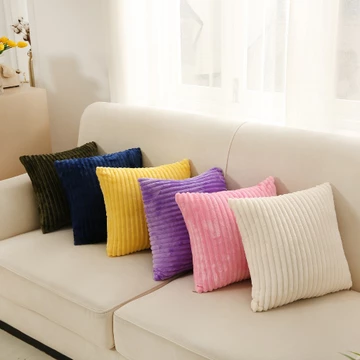 Gối vuông tựa sofa 43cmx43cm siêu đẹp lông nhung kẻ sọc êm ái, gối tựa lưng, gối ôm, gối văn phòng, gối decor trang trí