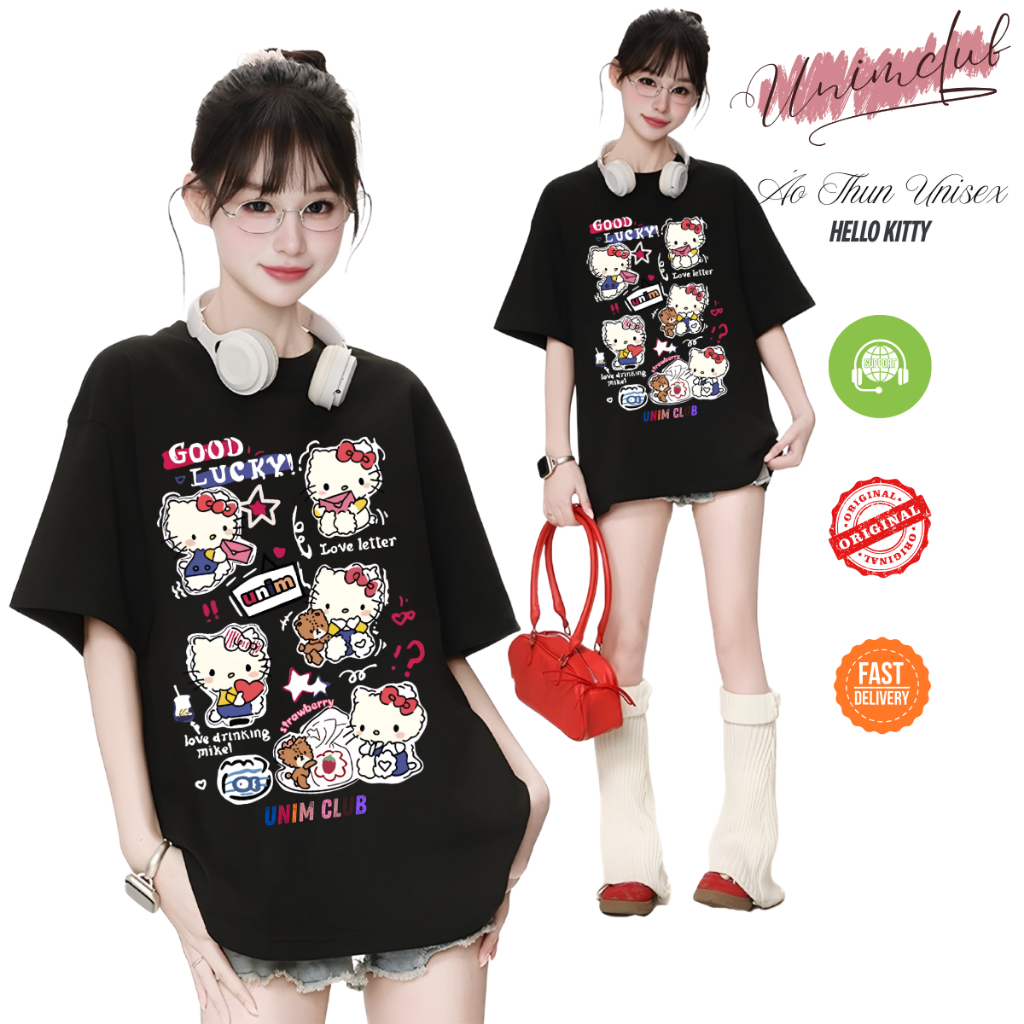 [Cotton Việt] Áo Thun Mèo Hello Kitty Unim Club Cotton Mềm Mịn Mướt Thoáng Mát Form Rộng Co Giãn 2 Chiều APK03
