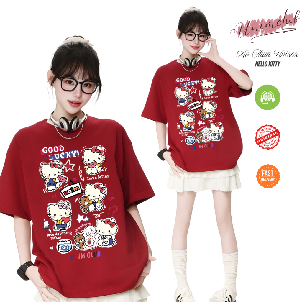 [Cotton Việt] Áo Thun Mèo Hello Kitty Unim Club Cotton Mềm Mịn Mướt Thoáng Mát Form Rộng Co Giãn 2 Chiều APK03
