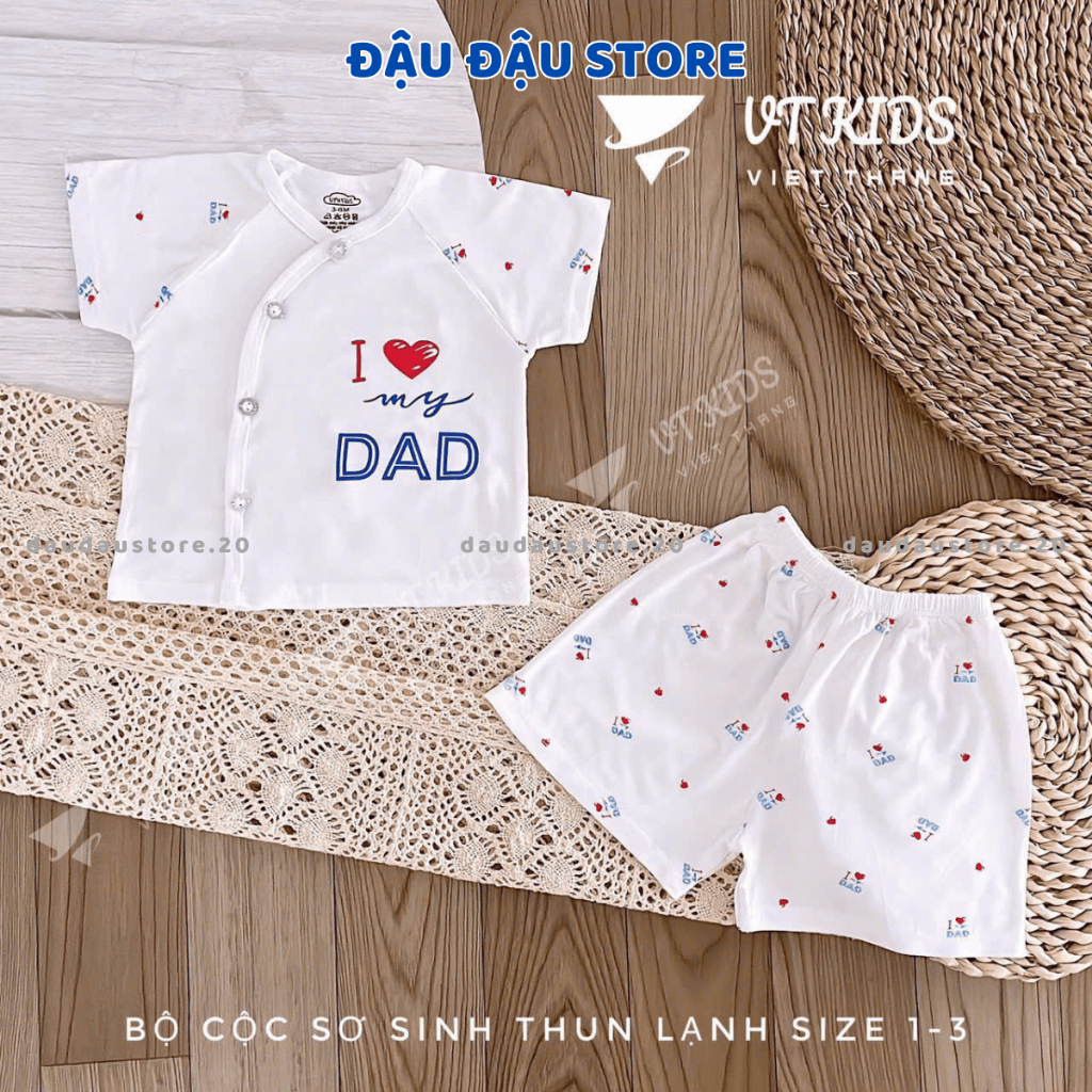 Set 3 Bộ cộc tay sơ sinh trắng trơn vải thun lạnh mềm mịn mát cho bé sơ sinh size 3-9kg [CL90] Đậu Đậu Store