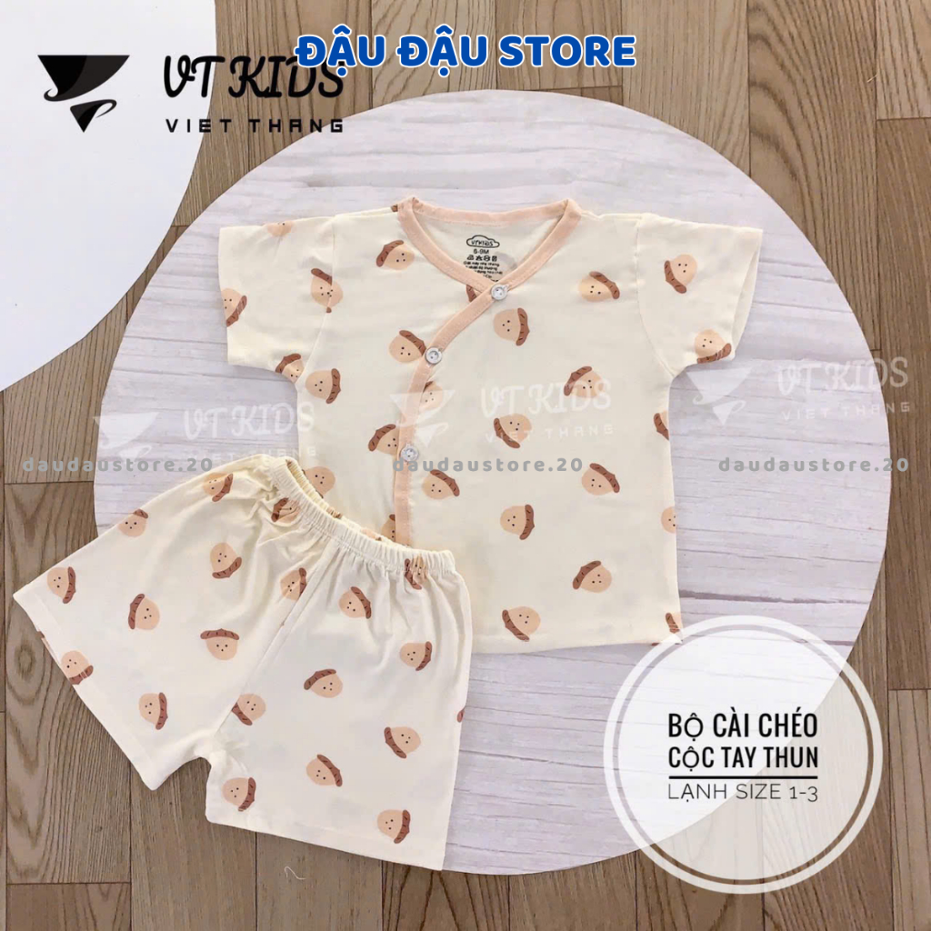 Set 2-3 Bộ quần áo cộc tay sơ sinh trơn vải thun lạnh mềm mịn mát cho bé sơ sinh size 0-9 tháng CL06 Đậu Đậu Store