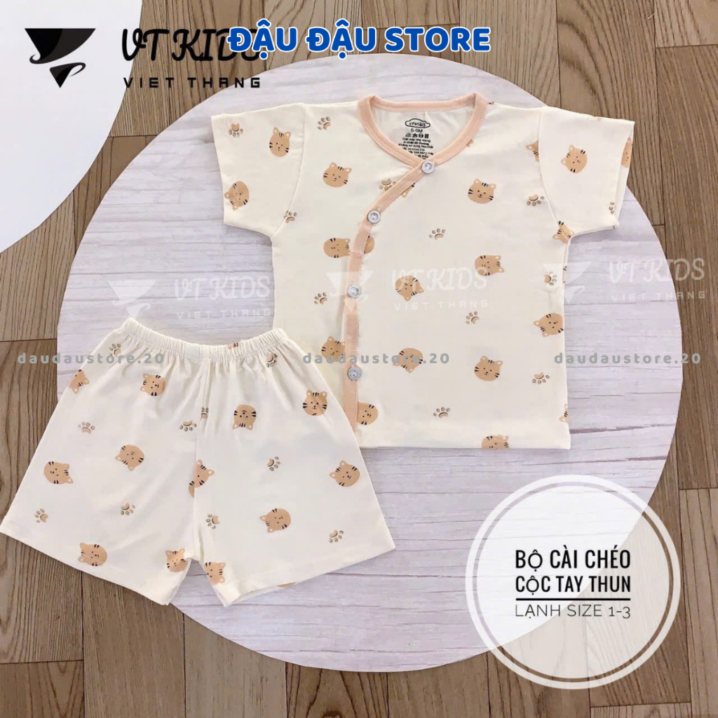 Set 2-3 Bộ quần áo cộc tay sơ sinh trơn vải thun lạnh mềm mịn mát cho bé sơ sinh size 0-9 tháng CL06 Đậu Đậu Store